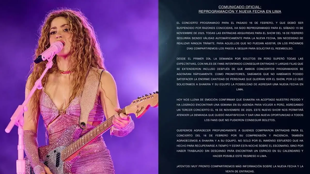 Fans de Shakira en Perú reaccionan con indignación ante el cambio de fecha de su concierto